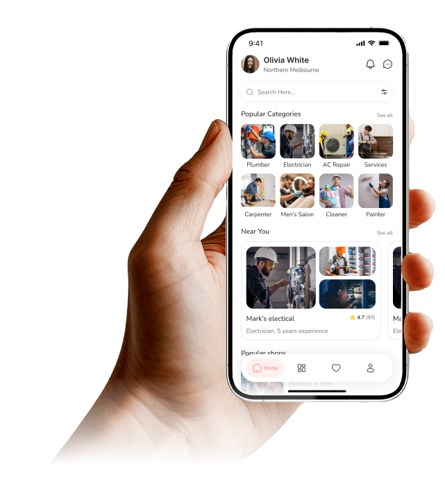 Hand holding phone showing the LocalLoom app